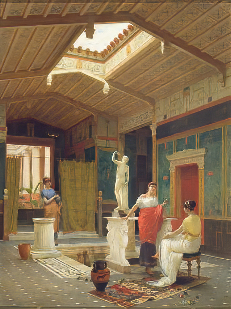A Pompeian Interior by Luigi Bazzani, 1882